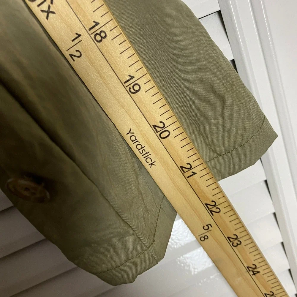 VTG Banana Republic Nylon Trench Coat Mens S Olive Green Duster Epaulets Long